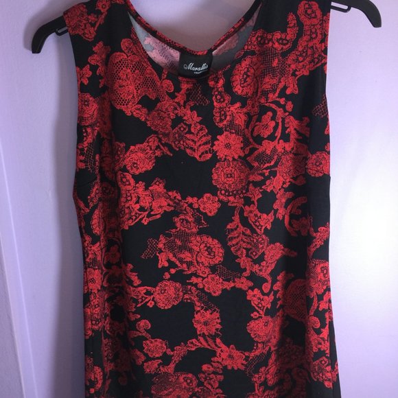 Tank and Skirt Vibrant 'China Red' and Black Floral - Picture 2 of 11